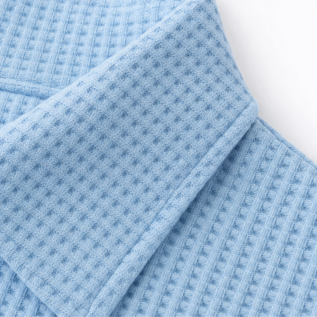 Waffield – Wafelgebreide Open-Kraag Polo Blouse