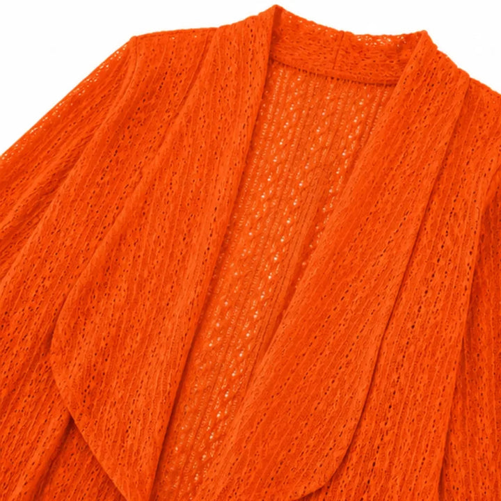 Solelle – Eyelet Waterfall Open-Front Cardigan voor Vrouwen