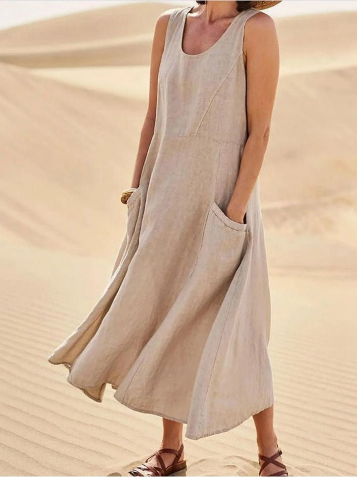 Maria | Dames Mouwloos Zak Maxi Casual Jurk