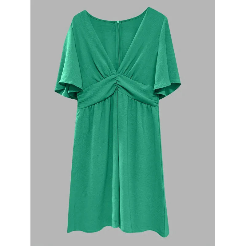 Judy | Women's Dress with V-Neck and Ruched Waist