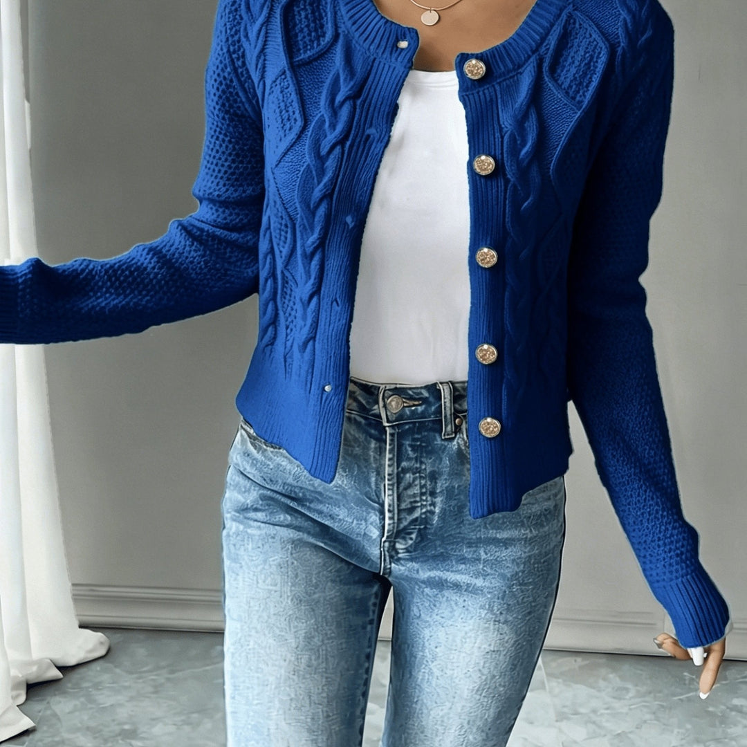 Eleanora | Kabelgebreide Knopen-Voorkant Cardigan