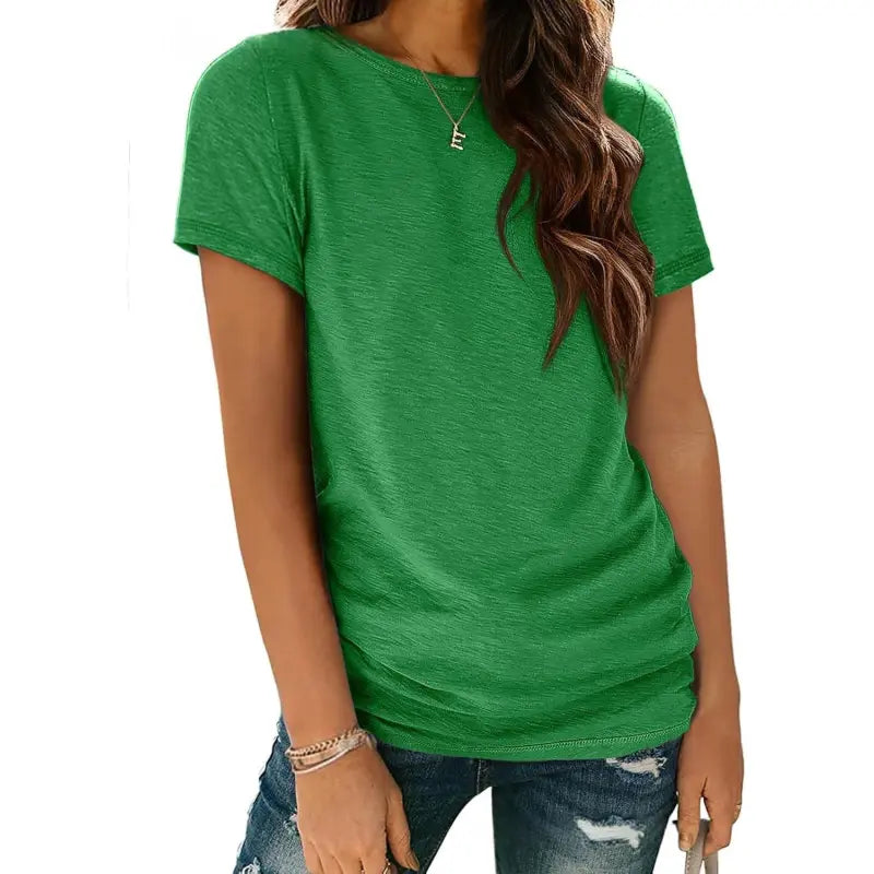 Naomi | Dames T-shirt met Ronde Hals en Zijruches