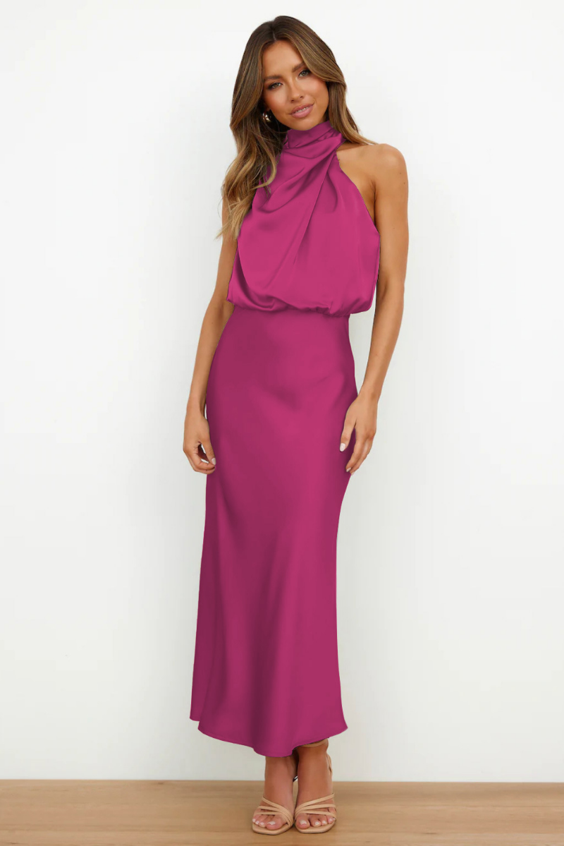 Rosalie | Chique Maxi Jurk Met Moderne Halslijn - Elegant en Vrouwelijk