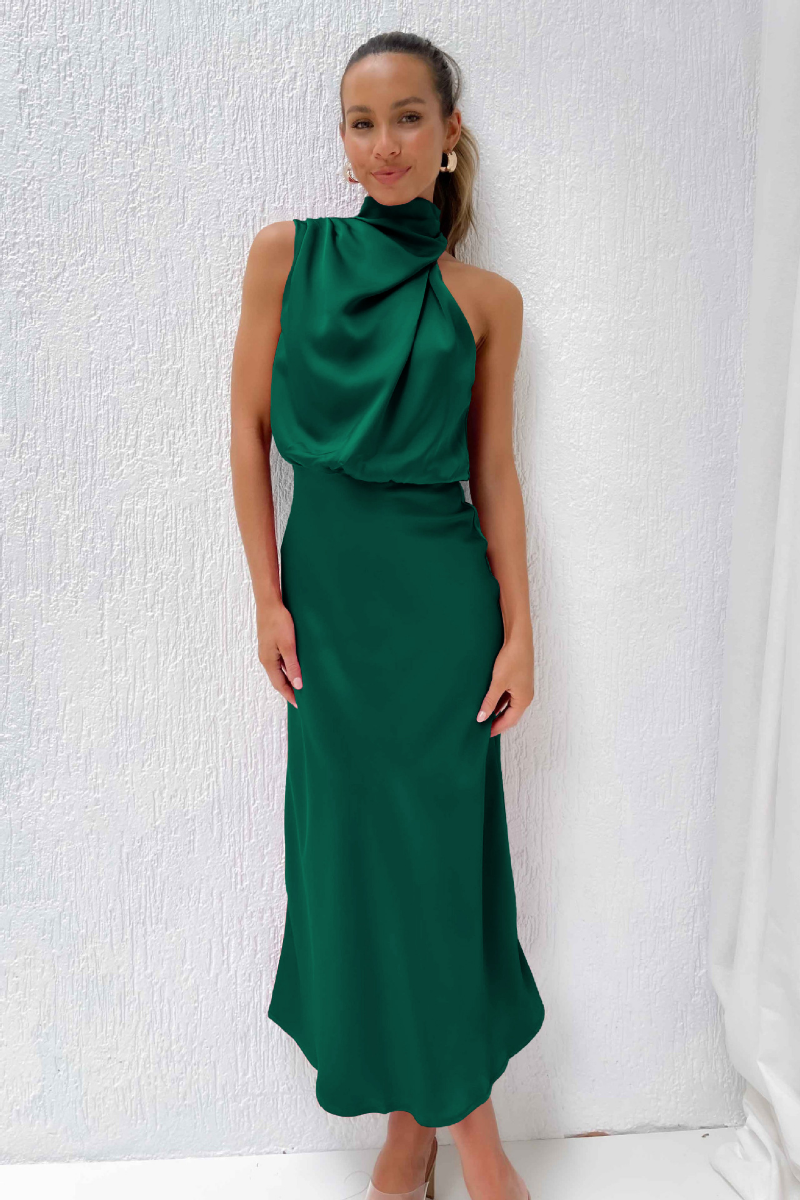 Rosalie | Chique Maxi Jurk Met Moderne Halslijn - Elegant en Vrouwelijk