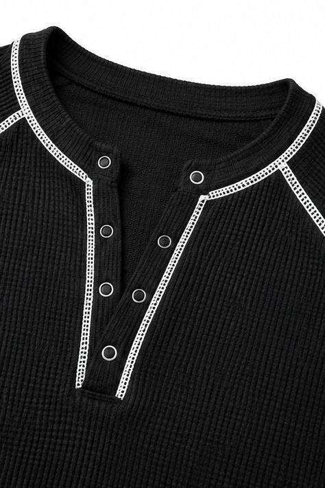 Wearbella – Wafelbrei Contrast Stitch Henley Top