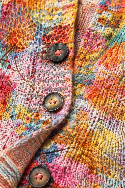 Helena – Gebloemde Open-Voorkant Gebreide Cardigan