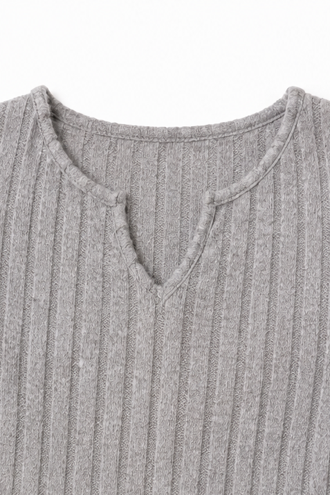 Tuckless – Asymmetrische Hem V-Hals Ribbels Gebreide Top