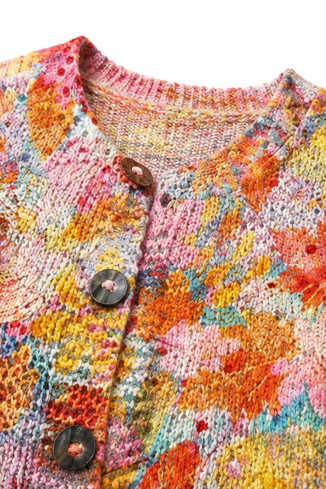 Helena – Gebloemde Open-Voorkant Gebreide Cardigan