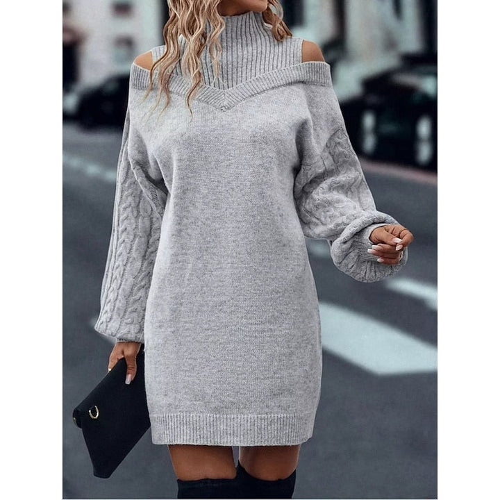 Winifred | Koud-Schouder Turtleneck Trui Jurk