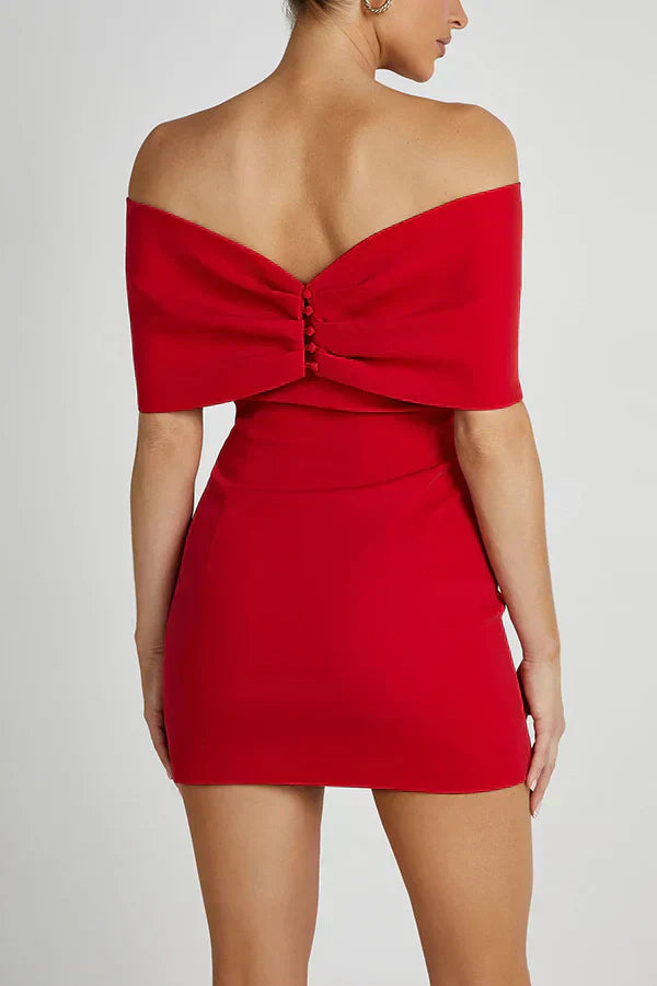 Elly | Off-shoulder Minidress met Strikdetail