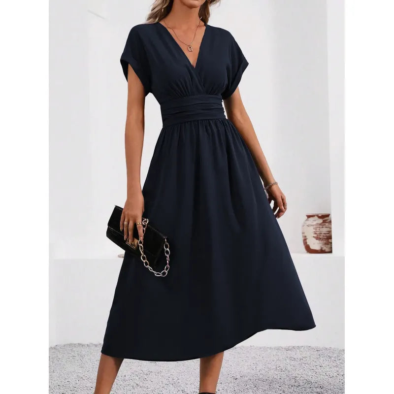 Alenya | Dames midi-jurk met V-hals en tailleband