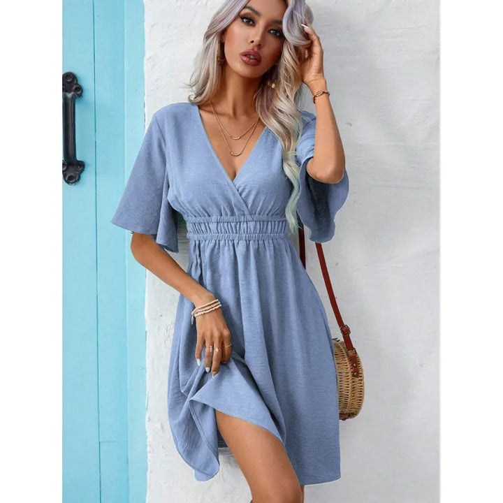 Judy | Dames Jurk met V-Hals en Elastische Taille
