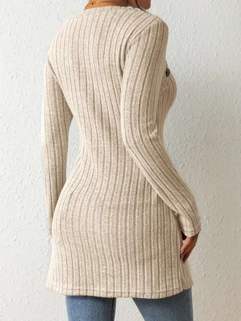 Julia - Trendy Geribbelde Asymmetrische Top