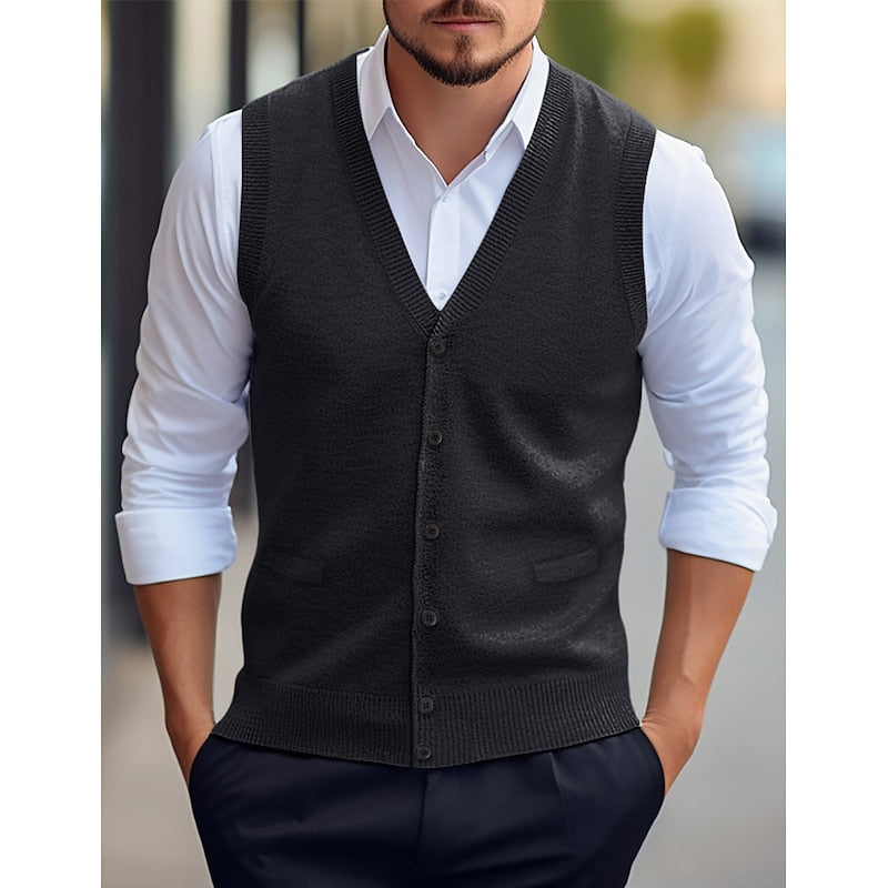 Leonard | Knop V-Hals Sweater Vest