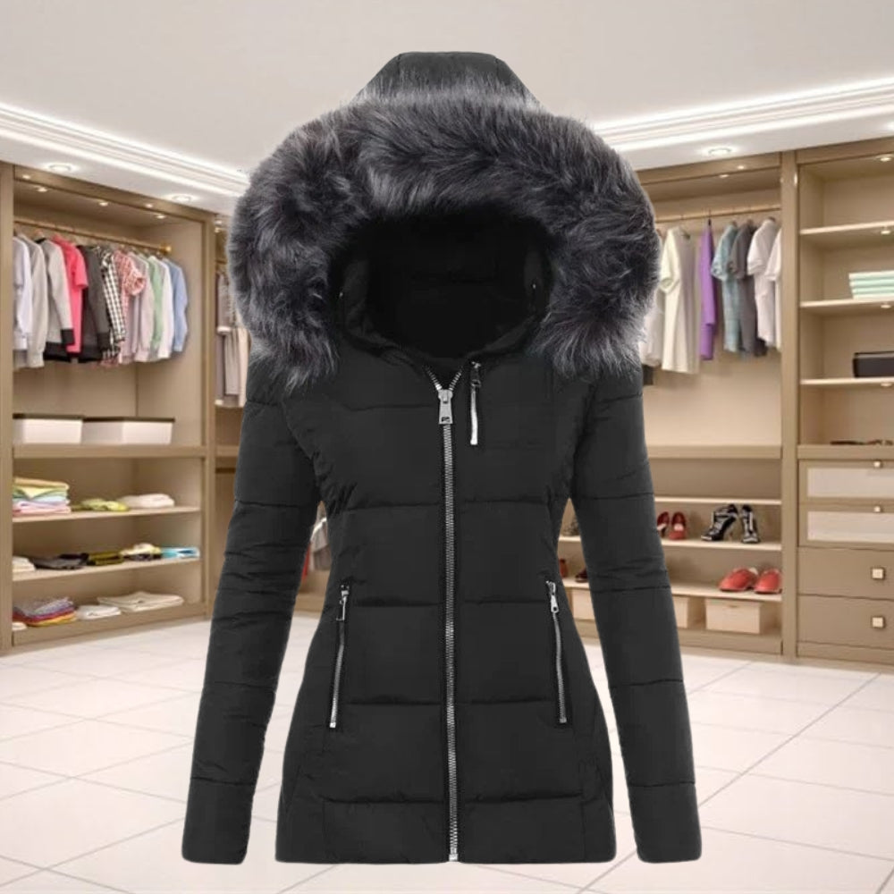 Warme Faux Fur Winterjas met Bies