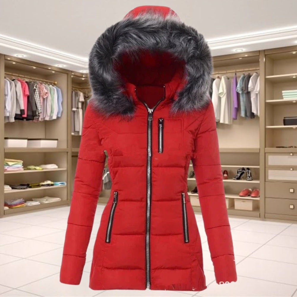 Warme Faux Fur Winterjas met Bies