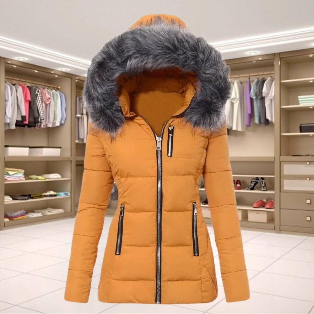 Warme Faux Fur Winterjas met Bies