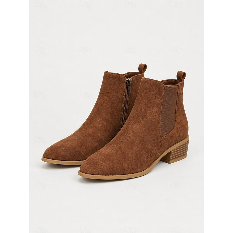 Vivienne | Puntige Block Heel Enkellaarsjes