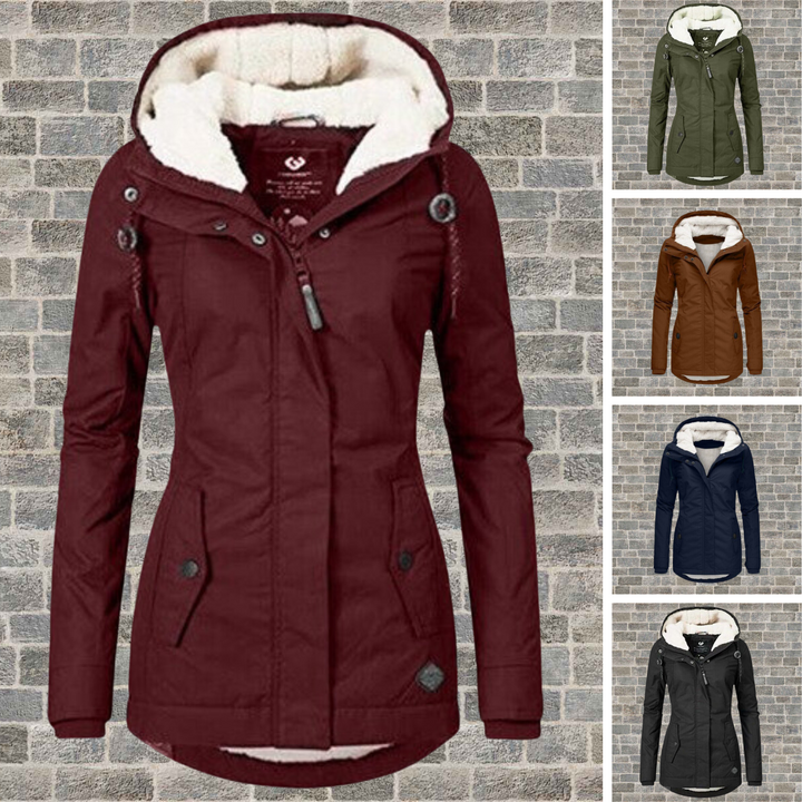 Van Dam Dames Hooded Winter Parka met Plissé