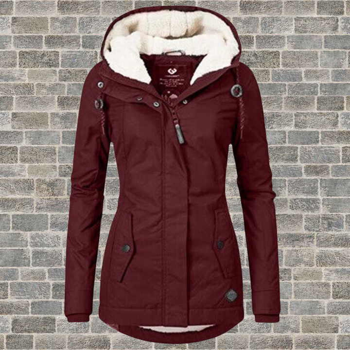 Van Dam Dames Hooded Winter Parka met Plissé