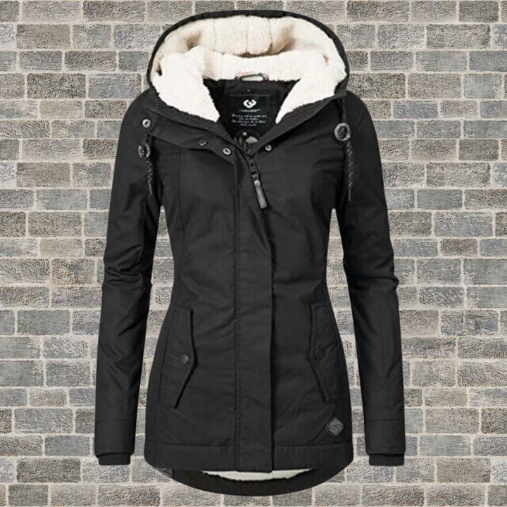 Van Dam Dames Hooded Winter Parka met Plissé