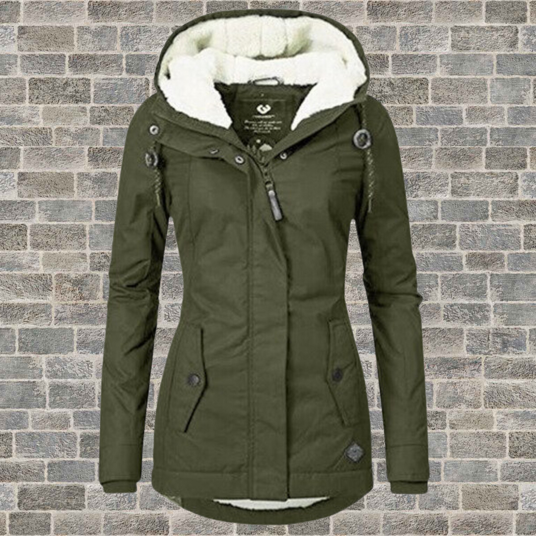 Van Dam Dames Hooded Winter Parka met Plissé