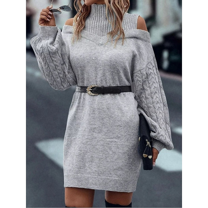 Winifred | Koud-Schouder Turtleneck Trui Jurk