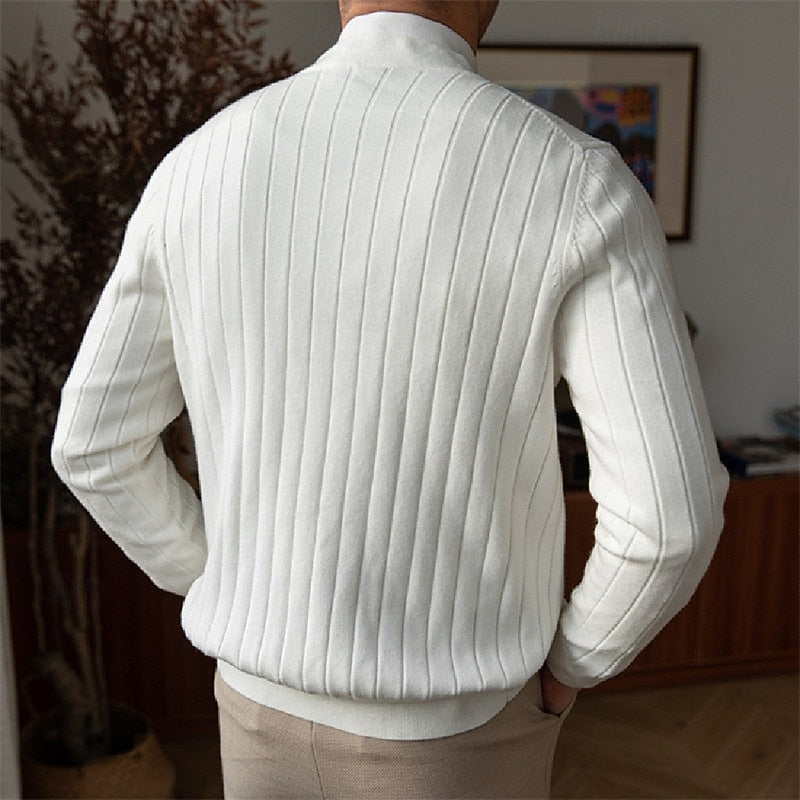 Vincent | Geribbelde V-Hals Knopen Cardigan