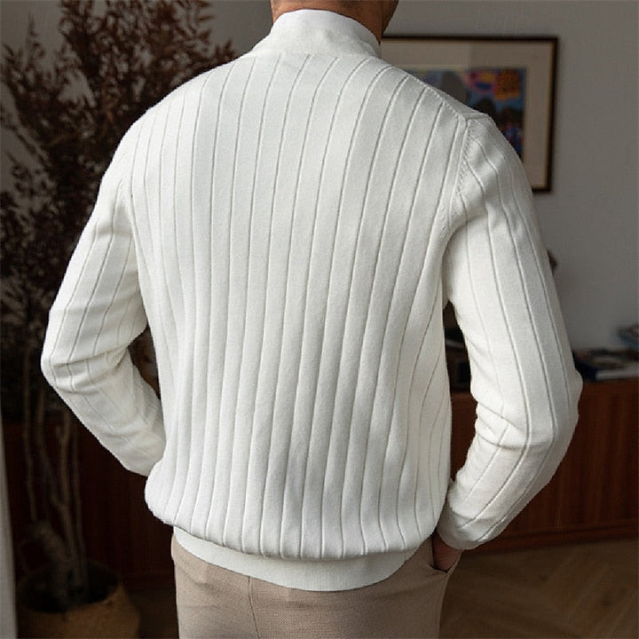 Vincent | Geribbelde V-Hals Knopen Cardigan