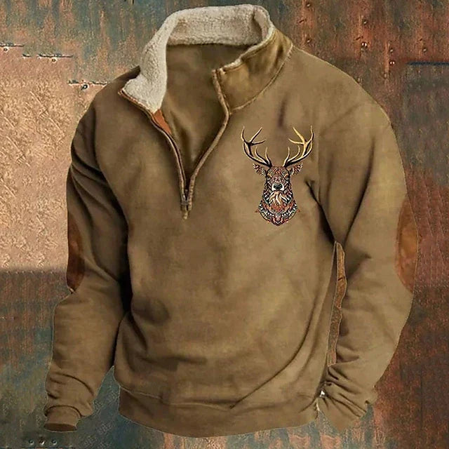 Heren Fleece Pullover Met Kwart Rits