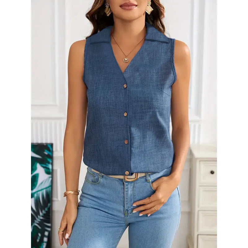 Hazel | Dames Top met Knoopsluiting en Spaghettibandjes