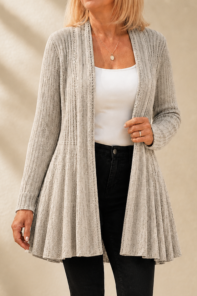 Wearbella – Open-Front Waterfall Brei Cardigan