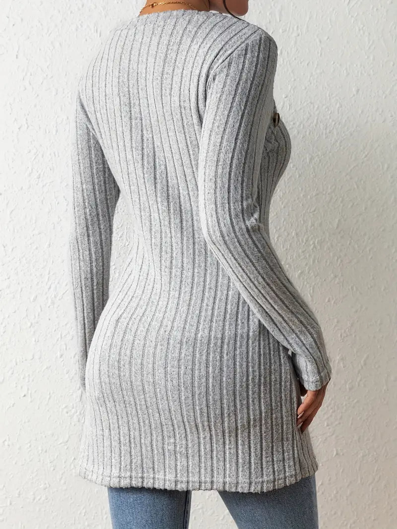 Julia - Trendy Geribbelde Asymmetrische Top
