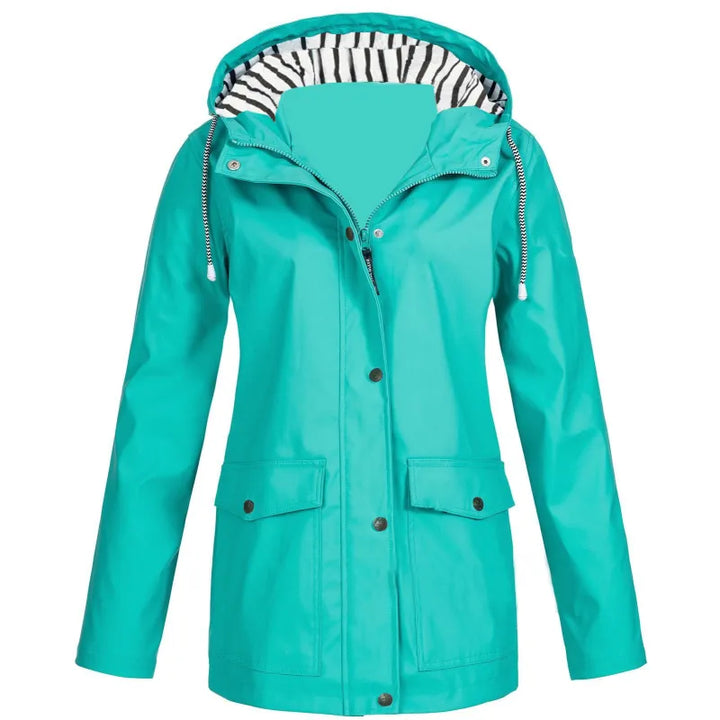 Zoey | Dames regenjas met capuchon en klepzakken