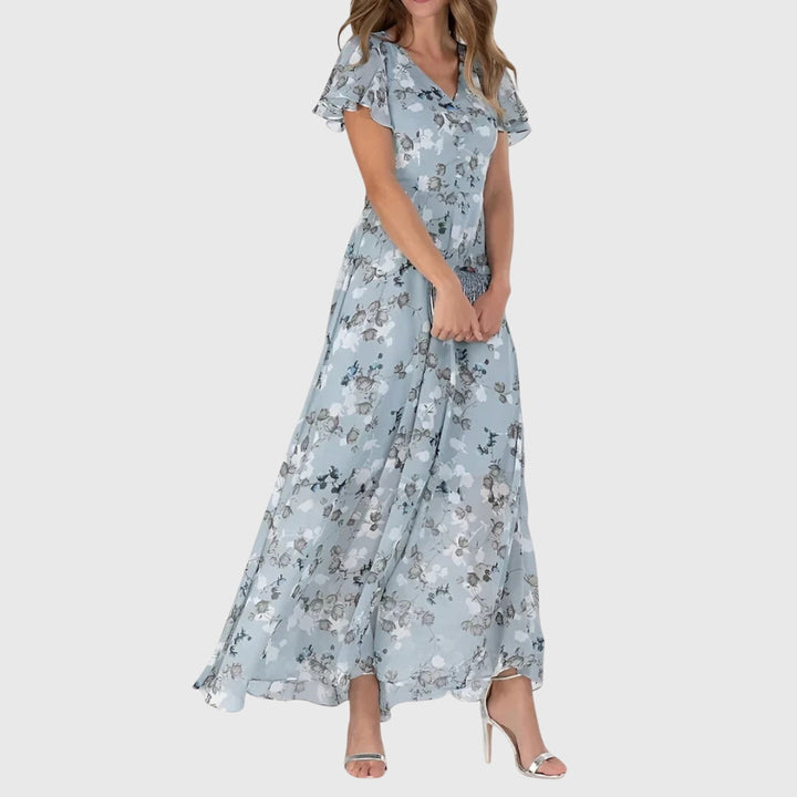 Amber | Dames Bloemen V-Hals Maxi Jurk