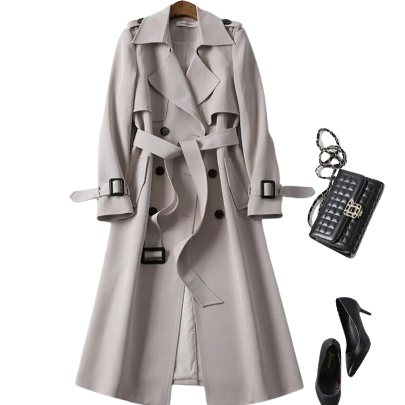Christai | Dames Lange Trenchcoat | Geknoopte Jas