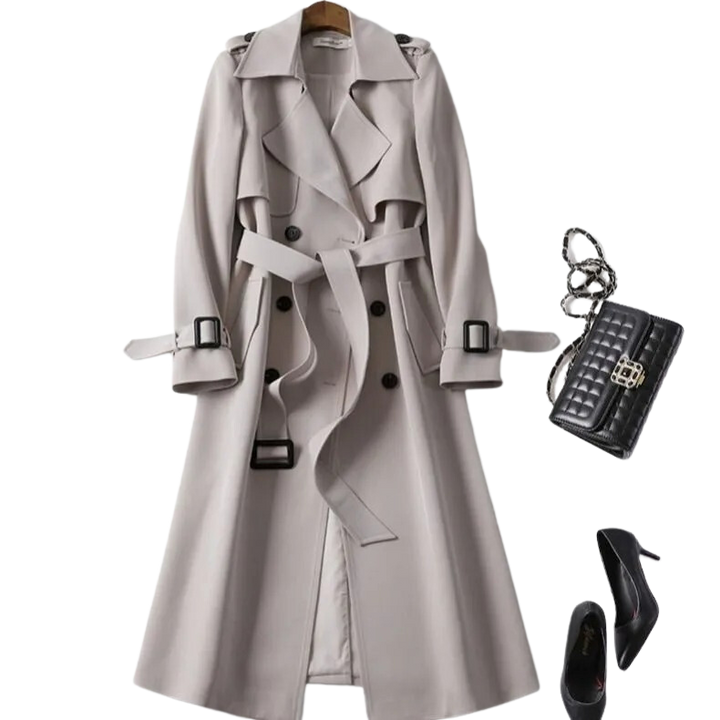 Christai | Dames Lange Trenchcoat | Geknoopte Jas