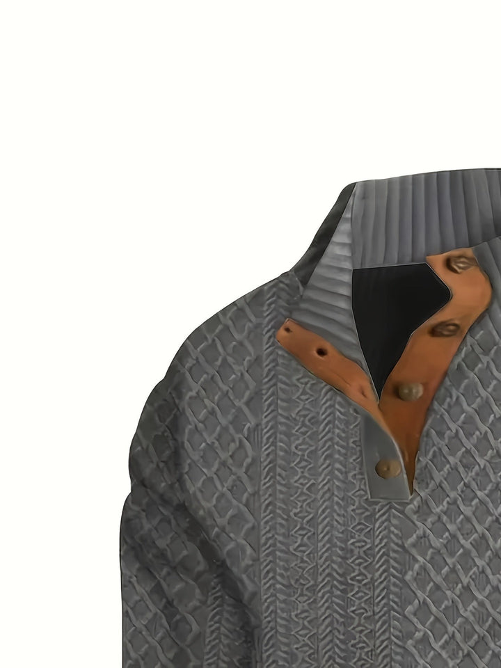 Ronan | Staande Kraag Knop Henley Trui