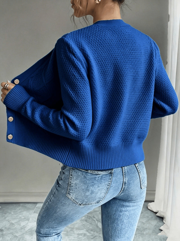 Eleanora | Kabelgebreide Knopen-Voorkant Cardigan