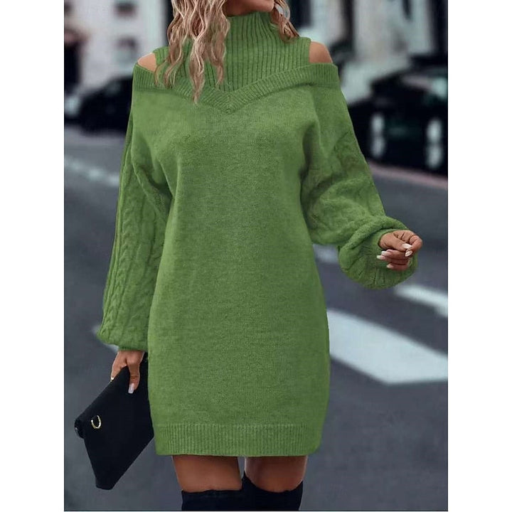 Winifred | Koud-Schouder Turtleneck Trui Jurk