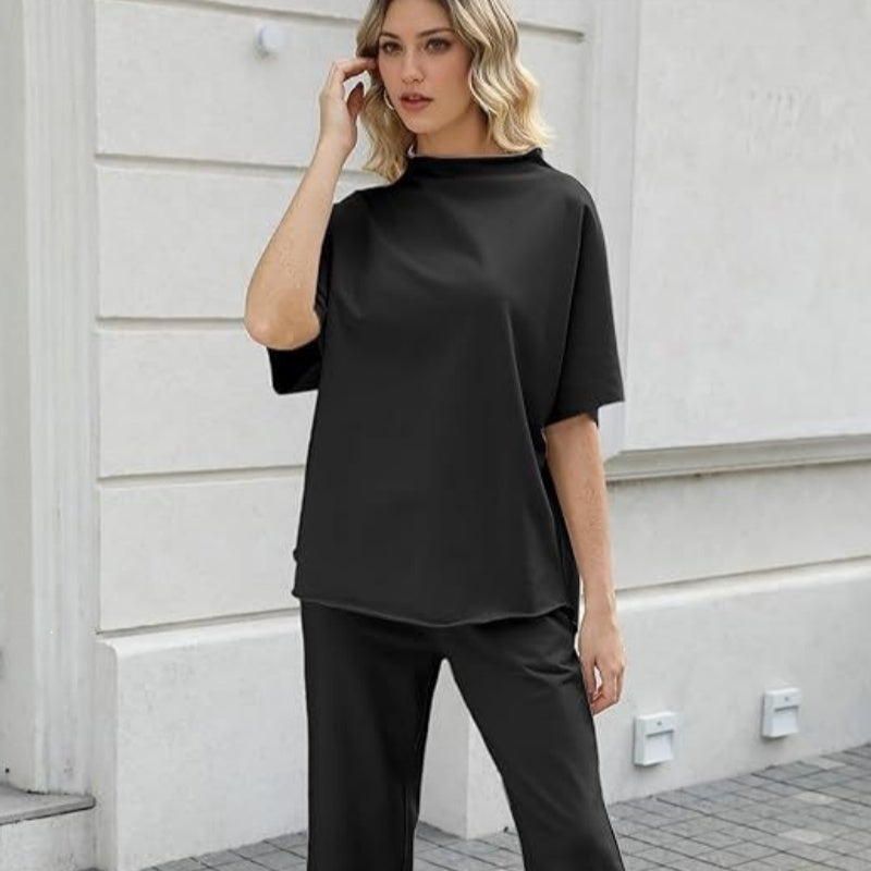 Lisa | Dames broekenset met opstaande hals en culotte