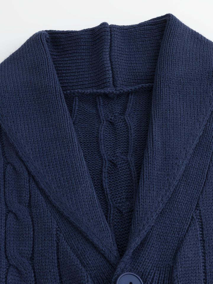 Walter | Schouderkraag Kabelgebreide Cardigan