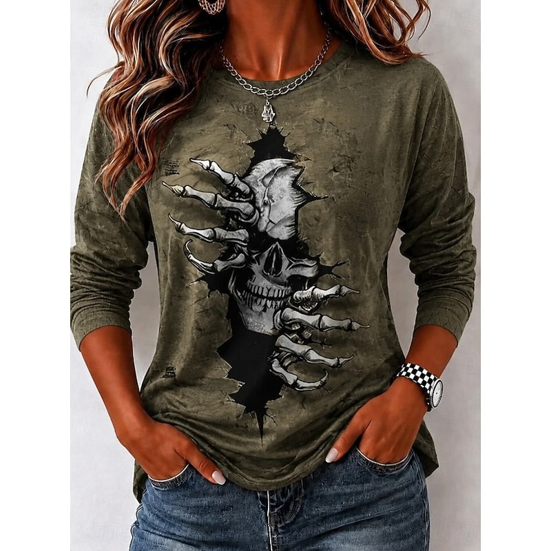 Selene | Halloween Skull Langsleeve Top