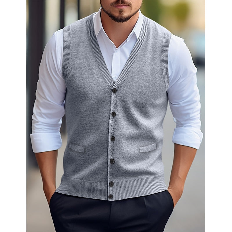 Leonard | Knop V-Hals Sweater Vest