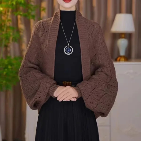 Hannah Gebreide Cardigan met Geïntegreerde Sjaalkraag