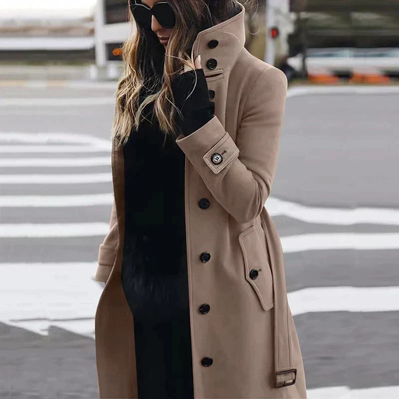 Herminia | Gekleed Trenchcoat met Hoge Hals en Ceintuur