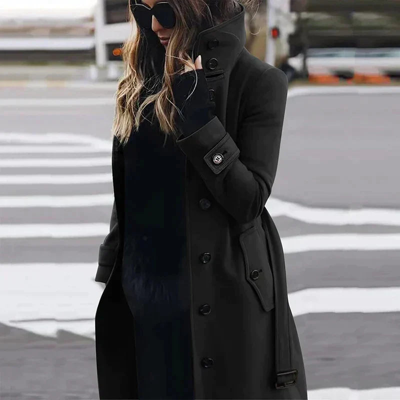 Herminia | Gekleed Trenchcoat met Hoge Hals en Ceintuur