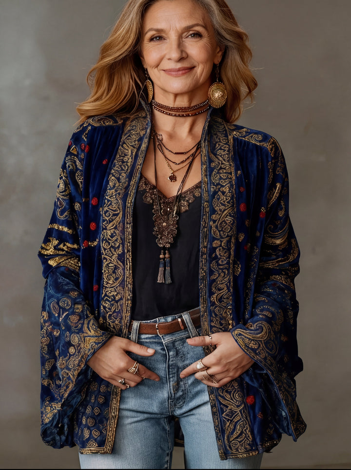 Vrouwen Bohemian Kimono Cardigan met Artistieke Motieven