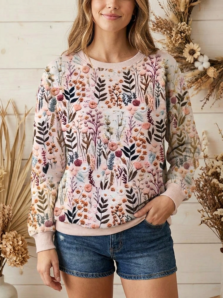 DARIA | PULLOVER MET GEBROIDE BLOEMEN