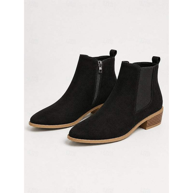 Vivienne | Puntige Block Heel Enkellaarsjes